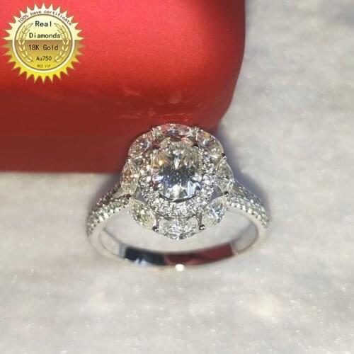 Solid 18K Gold Moissanite Diamond Ring 2ct D color VVS a set fo ring With national certificate 0018