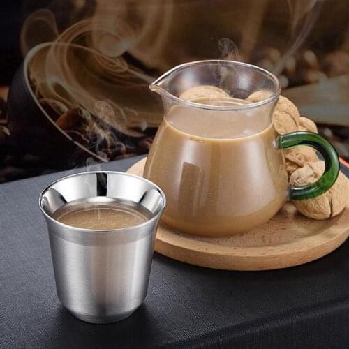 Espresso Mugs 51ml 100ml Set Of 2 ,Stainless Steel Espresso Cups Set, Insulated Tea Coffee Mugs Double Wall Cups Dishwasher Safe