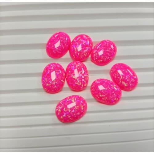 Lab Creat Opal OP55 Oval 16x12mm Pink Fire Flatback Cabochon Synthetic Stone For Ring Making