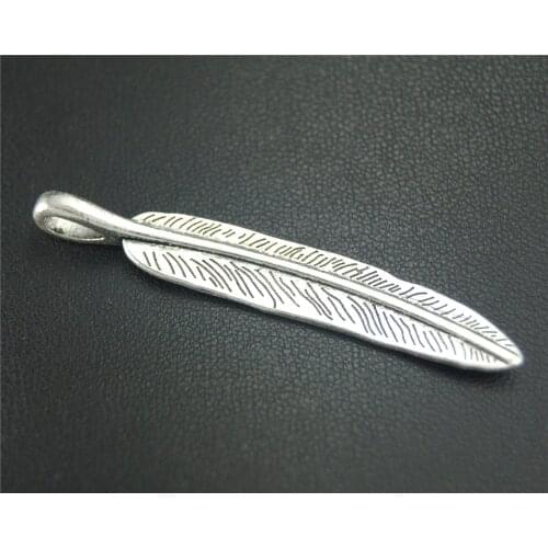 5pcs Silver Color Large Leaf DIY Metal Jewelry Findings 56x10mm A1861
