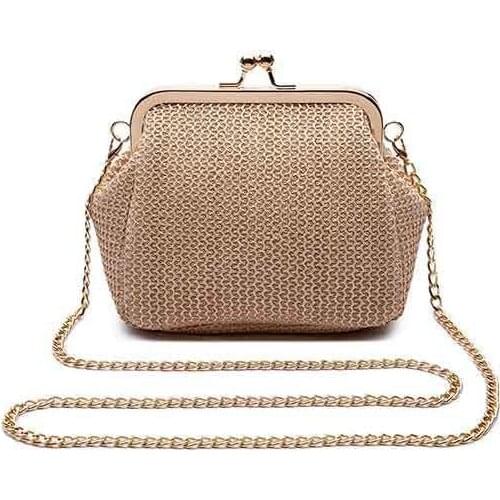 New imitation straw wrap mini shell clip bag tide Korean version single shoulder oblique satchel bag student bag hand bags