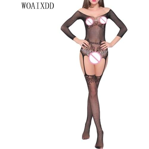 Fashion New Fishnet sexy Bodystocking Sexy body stocking Erotic Tight Lingerie sexy Black Crotchless Bodysuit Transparent women