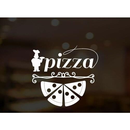 Lettering Logo Wall Decal Pizza Italian Fast Food Chef Door Window Vinyl Stickers Pizzeria Restaurant Interior Decor Mural E606