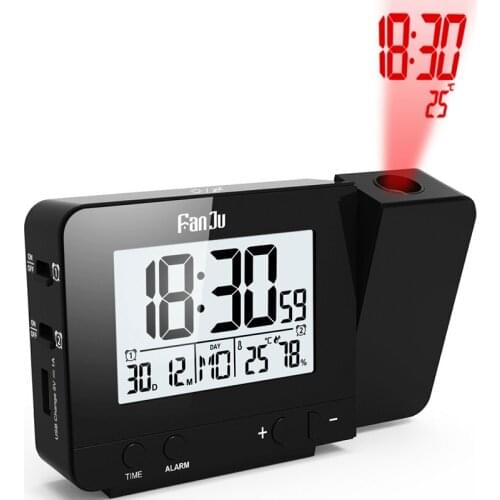 12/24Hours Table Clock ,Always on Projection Clock With USB / Battery Power ,4 Group Eye protection Backlight Black/White Color