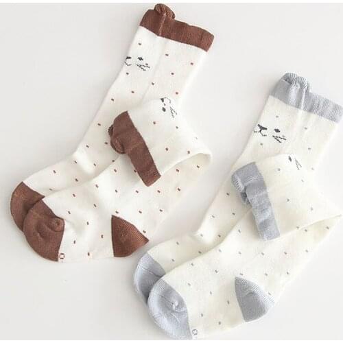 Adorable newborn baby boys socks cartoon cat design infant kids knee high long socks for girls leg warmers children chaussettes