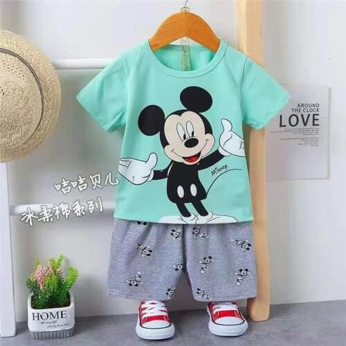 Disney Bambi pajama sets 95% Cotton Toddler Boys Mickey Mouse Clothing Summer Girls Frozen Pijama Baby Cartoon Minnie Loungewear