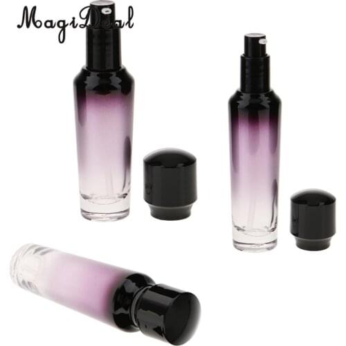 3 Pack 35/55/100ml Empty Glass Container Makeup Face Cream Lotion Treatment Pump Bottle Jar Pot Cosmetic Refillable Container