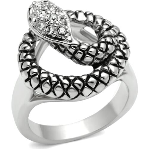 Rhodium Brass Ring with Top Grade Crystal in Clear