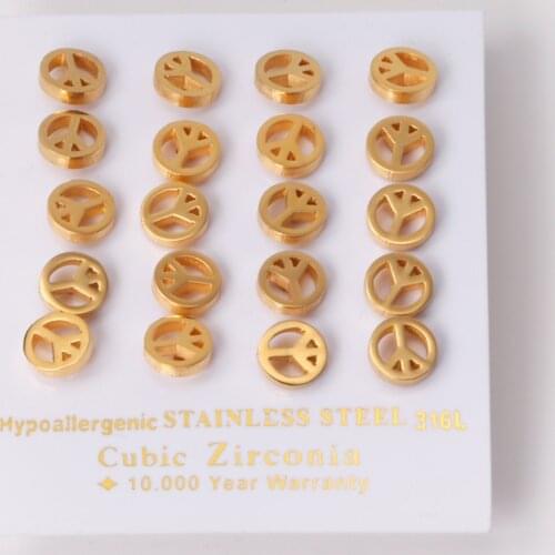 10 Pairs Irregular Round Stud Earrings Stainless Steel Gold Silver Color Simple Fashion for Women Girls Piercing Jewelry Access
