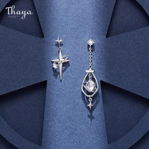 Thaya Silver Color Earrings Silver Needles Earring Plated 18K Gold Earrings Zircon Charms Stud For Young Girl Fine Jewelry Gift