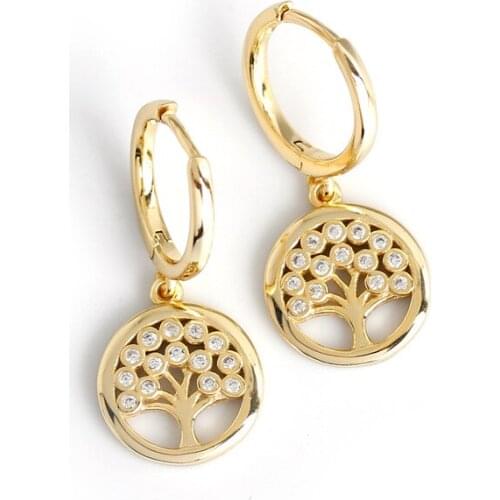 925 Sterling Silver Earring Fashion Zircon Peace Color Tree Christmas Tree Short Drop Earring Temperament Women Girl Ear Jewelry