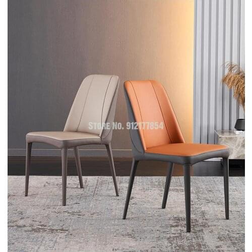 Nordic light luxury dining chair home modern minimalist restaurant designer desk leather stool high-end dining table and chair c