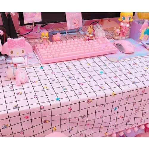 Table Cloth Pink Print Cute Table Cover For Study Desk Table Basse De Salon Home Tassel Lace скатерть на стол Tafelkleed