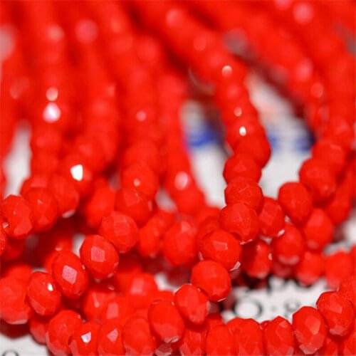 MHS.SUN 2mm-14mm Solid Red Color Faceted Rondelle Glass Crystal Beads Loose Spacer Beads For Jewelry Making Clothing Decoration