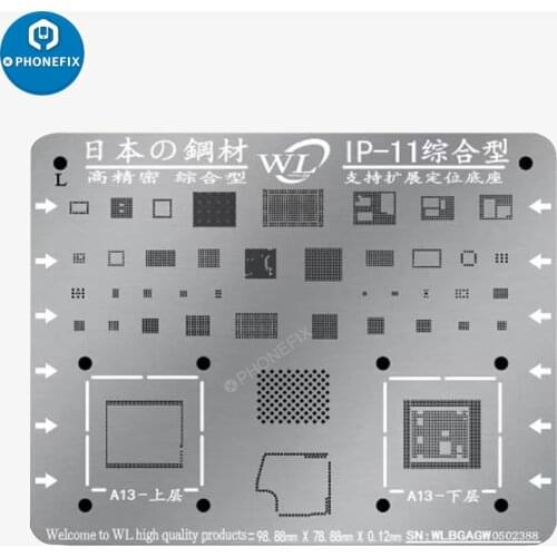 WL BGA Reballing Stencils IC Chips NAND CPU Reballing Stencils Template for iPhone 6 7 8 XXS MAX XR 11 12 Pro Max Plant Tin Net