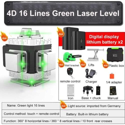 XEAST 12/16 Lines 3/4D Laser Level Level Self-Leveling 360 Horizontal And Vertical Cross Super Powerful Green Laser Level