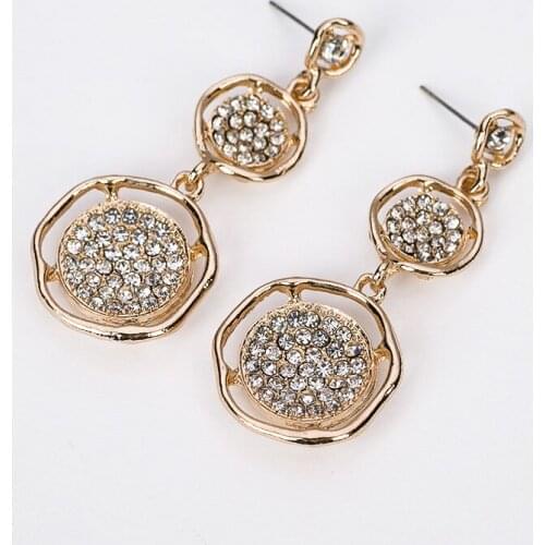 YFJEWE Ethnic Vintage Long Big Crystal Earrings Jewelry Fashion Brand Glass Rhinestone Drop Earring Cuffs For Women #E183