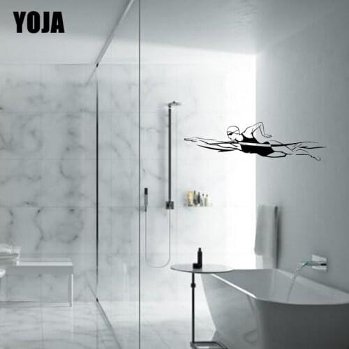 YOJA 6x22.2CM Stylish Swimming Wall Stickers Decorate Home Bathroom Glass Decals G2-0382
