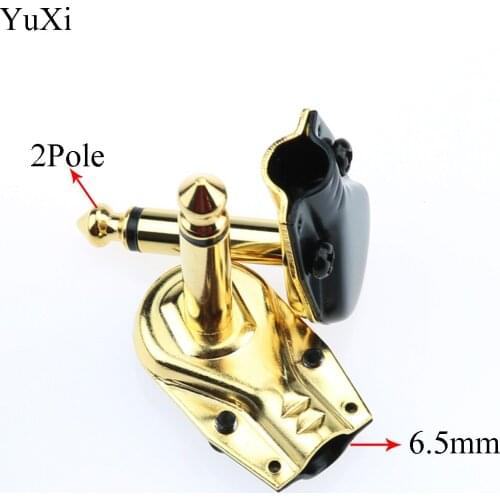 YuXi Gold Plated 6.35 mm Mono 2Pole Jack 90Degree Right Angle L Type Plug 6.35mm Guitar Phono Pancake 1/4 Inch Connector