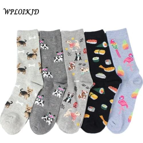[WPLOIKJD]Unisex Harajuku Sushi Flamingos Funny Socks Creative Kawaii Pizza Calceines Mujer Cute Chili Sokken Cool Cartoon Socks