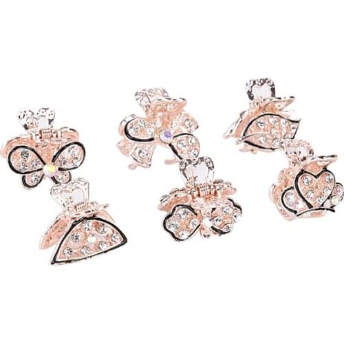Women Girls Rhinestone Hair Claws Geometric Hair Claw Clamps Hair Crab Pearl Butterfly Hair Clip Claws Solid Accessories Hairpin