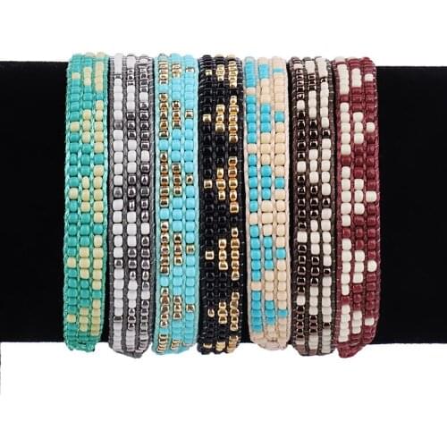 Bohemia Multicolor MIYUKI Beads Geometric Bracelet & Bangle for Women Adjustable Charm Handmade Braided Ethnic Jewelry Gift