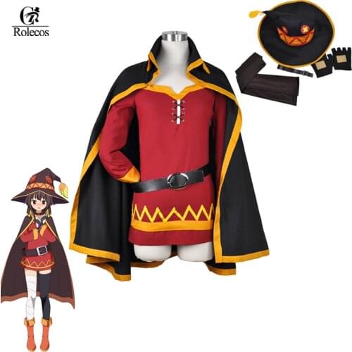 ROLECOS Anime Kono Subarashii Sekai ni Shukufuku wo Cosplay Costumes Megumin Cosplay Women Dress Men Costume Uniform Hat Gloves