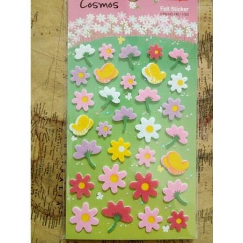 ZY DIY Pretty Blooming Colorful Flowers Printed Felt Sticker DIY Nonwoven Felt Fabric