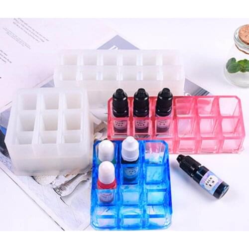 1Pcs Crystal Epoxy Silicone Mold 12 Square Checkered Storage Box Mold DIY Multi-functional Pen Tools Storage Silicone Mould