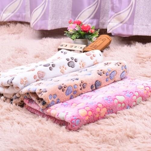 3PCS Soft Fluffy Premium Fleece Paw Bone Print Warm Flannel Pet Blankets Cute Warm Pet Bed Mat Cover Cat Dog Fleece Soft Blanket