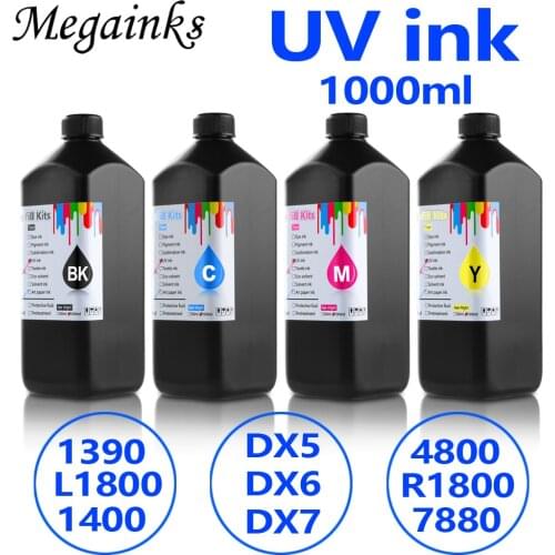 4color soft/hard 1000ML LED UV Ink For Epson DX5 DX3 DX4 DX6 DX7 for Epson Roland Mimaki Mutoh Printhead Flatbed Inkjet Printer
