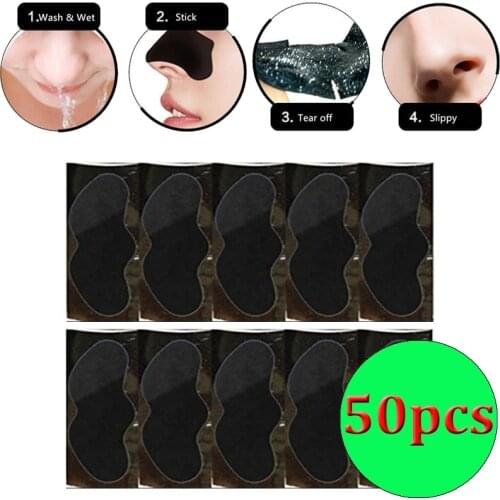 50pcs Deep Cleansing Nose Blackhead Remover Mask Shrink Pore Acne Treatment Mask Nose Black Dots Pore Clean Strips Skin Care