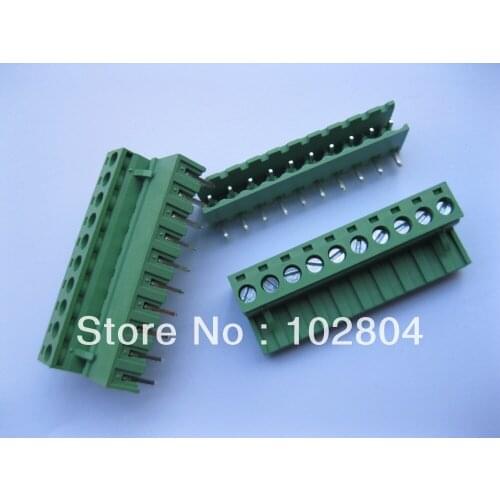 50 Pcs Pitch 5.08mm Angle 10way/pin Screw Terminal Block Connector Pluggable Type Green 2EDCK-2EDCR-5.08
