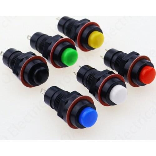 6pcs DS-211 DS-213 Push Button Switch 10mm Momentary / Self Locking Round Button Switch DS211 DS213 miniature