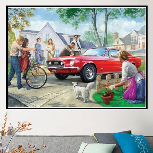 New 5D Diamond Painting Mosaic Full Square Drill Animal Car Scenery 3D Diamond Embroidery Art Landscape Rhinestone Pictures Gift