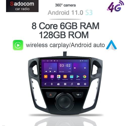 Carplay 6G+128Gb Android 10.0 Car DVD player Radio Navigation GPS For Focus 3 MK3 2012 - 2016 2017 2018 2019 Stereo Radio 2Din