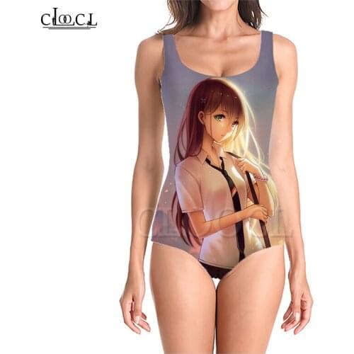 CLOOCL Newest Anime Girl 3D Print One-piece Swimsuit Women Swimming Bathing Suit Sleeveless Slim Sexy Girl