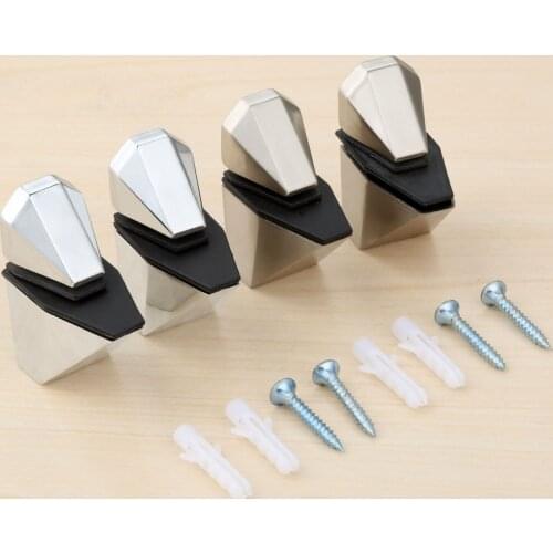 2Pcs Stainless Steel Acrylic Glass Shelf Clamp Brackets Support Zinc Alloy Shelf Holder Support Clamp Holder For Glass Shelves