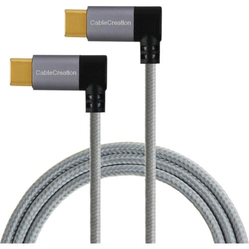 Dual Right Angle(90 Degree) Type-C to USB-C Braided Cable, Compatible New MacBook(Pro),Nintendo Switch & New USB-C Devices