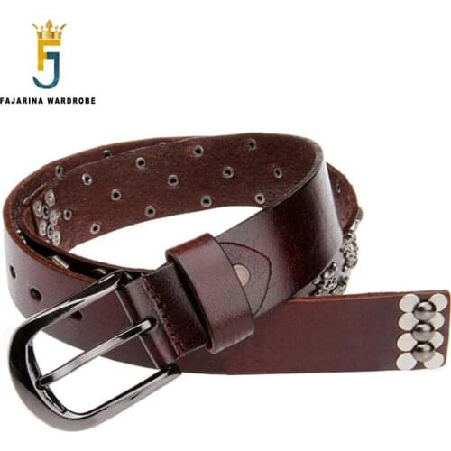 FAJARINA Unique Unisex Retro Manufacturer Punk Wind Skeleton Head Decorative Belts for Men Women Quality 3.8cm Wide FBFAJA0269