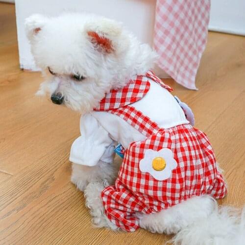 Plaid Panda Floral Dog Overall With Plaid Pants Autumn Winter Pet Clothes Jacket Tracksuit For Bichon Chihuahua Drop Shipping