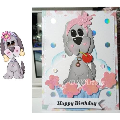 Valentine Dog Metal Cutting Dies Scrapbooking Spring Embossing Folder Card Making Album Decor Stencil Template DIY