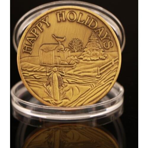 Christmas Wish Coin Angel Ornament Happy Holidays Antique Bronze Plated Coins Gift