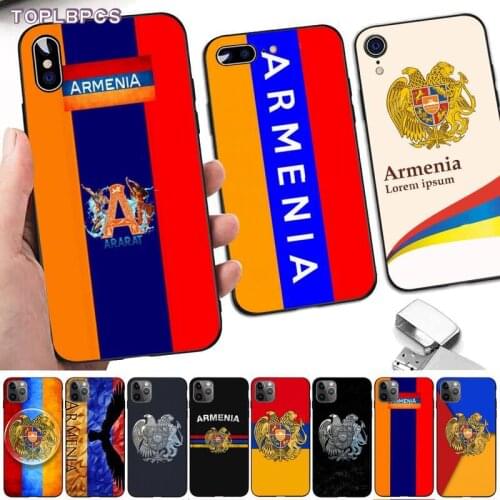 TOPLBPCS Armenia Armenians Flag Custom Soft Phone Case for iPhone 8 7 6 6S Plus X 5 5S SE 2020 XR 11 pro XS MAX
