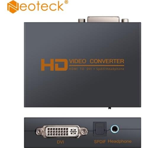 Neoteck HDMI TO DVI Video Audio Converter Support 2.0CH 5.1CH Opitcal 3.5MM Jack Audio Output 1080P Digital to Analog Converter