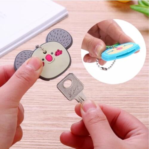 New 1PC Cute Cartoon Keychain Silicone Cat Dog Protective Key Case Cover for Key Control Dust Cap Holder Gift Women Key Chain