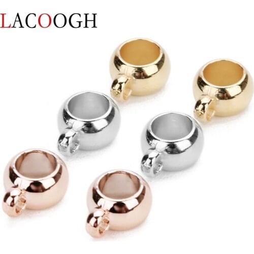 New 100pcs/set CCB Plastic 5mm Hole Bail Beads for DIY Bracelets Rose Gold Color Loose Spacer Beads with Hanging DIY Jewelry