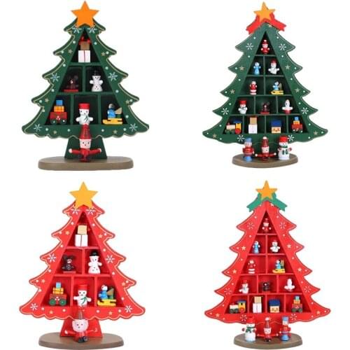 OOTDTY Christmas Tree Ornament Painted Star Wooden Crafts Xmas New Year Decoration Home Party Supplies