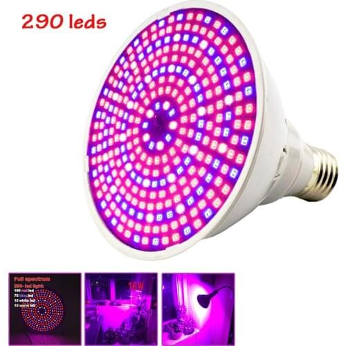 Full Spectrum 290 LED Grow Light E27 Bulb Plant Growing Lamp Hydroponic System for Indoor Flower Vegetable Plants Lighting