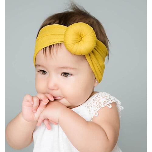 Cute Newborn Infant 0-6Y Kids Girls Nylon Bow Solid Hairband Headband Stretch Turban Knot Head Wrap Headwear Gifts 21 Colors